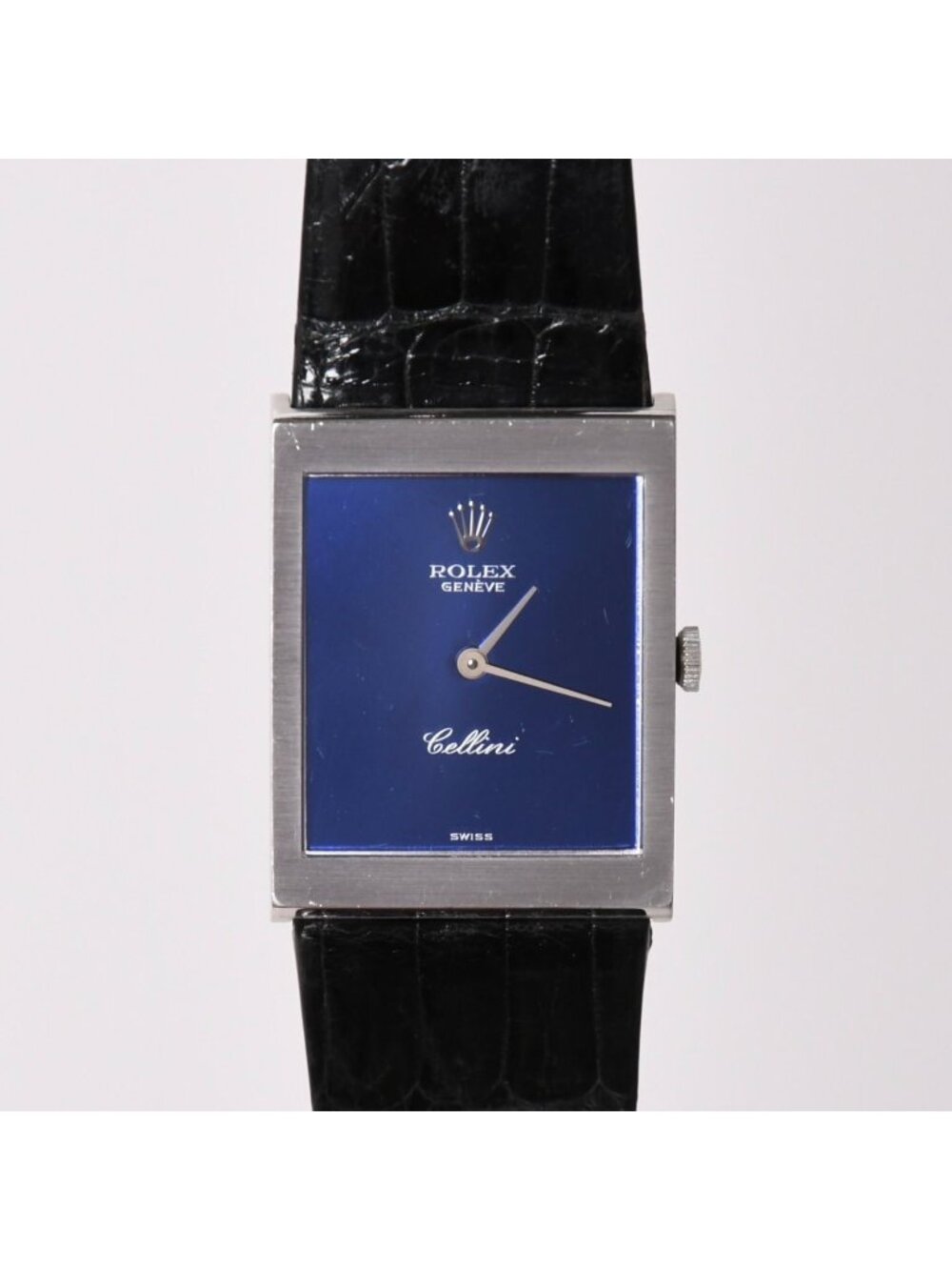 Rolex Cellini Watch Third-Party SS Leather Manual Wind Blue Sunray Dial